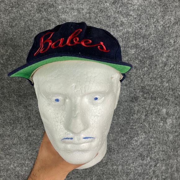 Babes Hat One Size Navy Blue Red Script Embroidered Adjustable Baseball Cap - Picture 2 of 8